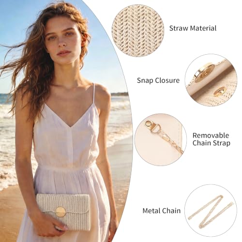 Image of RNIEGA Straw Clutch Purses for Women Beach Summer Envelope Evening Bag