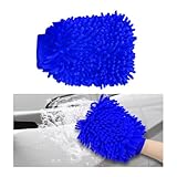 Gasedin Car Washing Gloves, Easy Foam Double-Sided Chenille Microfiber Wipe Cleaning Gloves, Absorbent Fluff Wash Mitt Cleaning Tool for Vehicles, Universal Car Accessories (Blue)