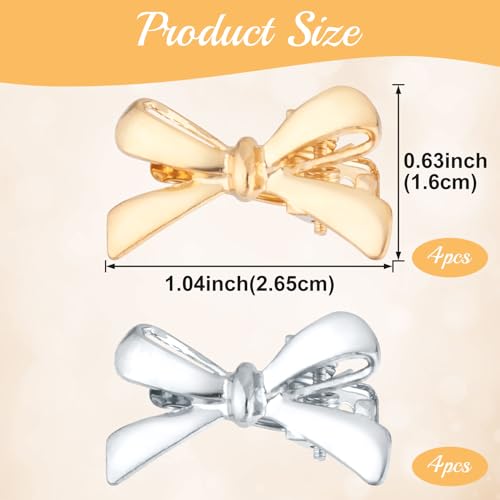 Pinzas para cabello moño 8 piezas dorado y plateado miniatura 2