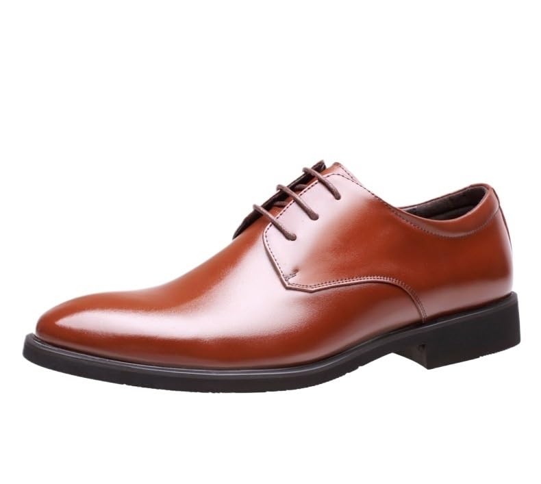 Dress Oxford for Men Lace Up Round Toe Vegan Leather Solid Color Derby Shoes Rubber Sole Non Slip Resistant Anti-Slip Party