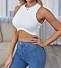 Abardsion Women's Crew Neck Racerback Knit Ribbed Basic Sleeveless Crop Tank Tops (White,S)