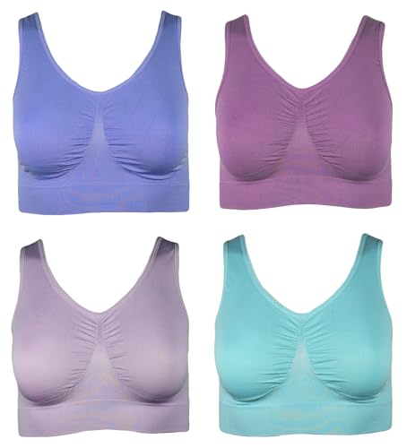 J-line 4er Damen Komfort Bustier Schlaf BH ohne Bügel nahtlos Soft Bra...