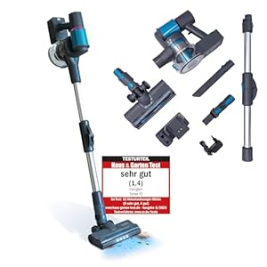 LIVINGTON Sense IQ - Akku Staubsauger kabellos - Handstaubsauger mit Schmutzerkennung & 4-Fach-Filter - Akkusauger mit LED-Bürste & Knickgelenk - leiser Staubsauger ohne Beutel - Akkustaubsauger