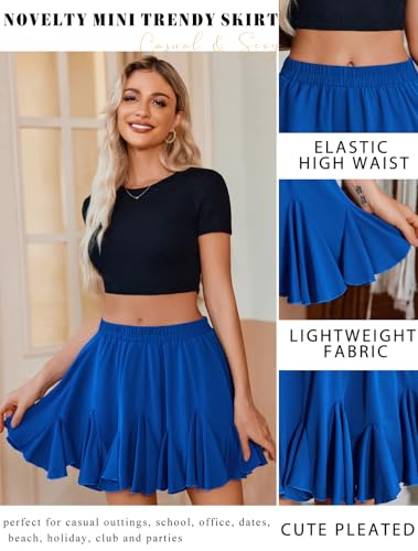 Image of Avidlove Women's Pleated Skirt Boho Ruffle Flowy Mini Skirts High Waisted Flared Skater Skirt Basic Outfits