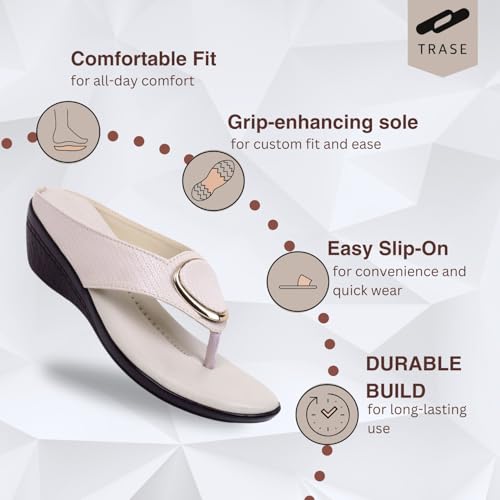 Image of TRASE Women's Fashion Sandal | Faux Leather, Comfortable & Stylish Wedges | Ideal for Casual & Formal Occasions 2 inches heel