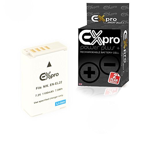 Ex-Pro EN-EL22, ENEL22 1100mAh High Rated Power Plus+ Lithium Li-on Digital Camera Battery for Nikon 1 J4, 1 S2