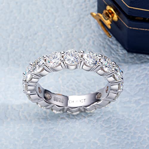 Eternity Ring for Women 18K White Gold Plated Sterling Silver Rings Round Cut Cubic Zirconia Wedding Rings4