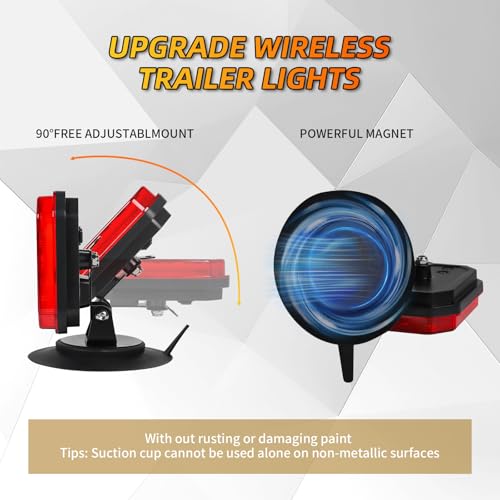 Image of Wireless Trailer Lights with Adjustable Bracket USB-C LED Magnetic