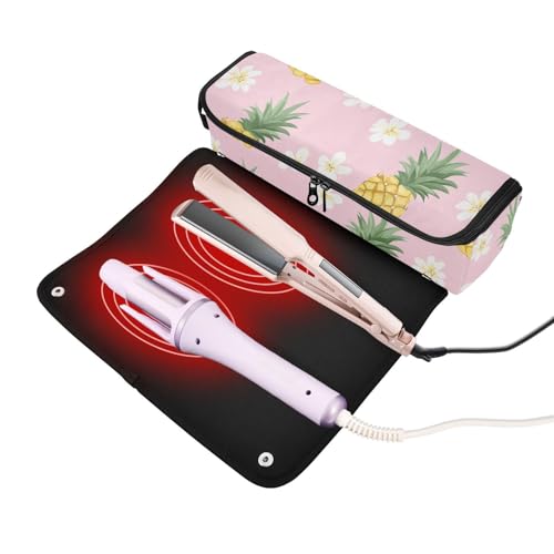 Bolsa de viaje para herramientas de cabello con tapete resistente al calor y portátil para planchas abiertas, planchas alisadoras y rizadores miniatura 2
