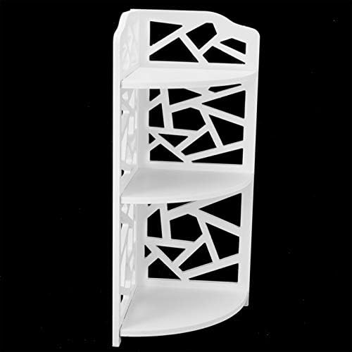 Corner Rack,White 3 Tier Corner Shelf Unit Freestanding Small Corner Shelves Plant Standing Rack Hollow Shelving Storage Shelf Furniture Shelves for Bathroom Living Room Kitchen Hallway Organizer