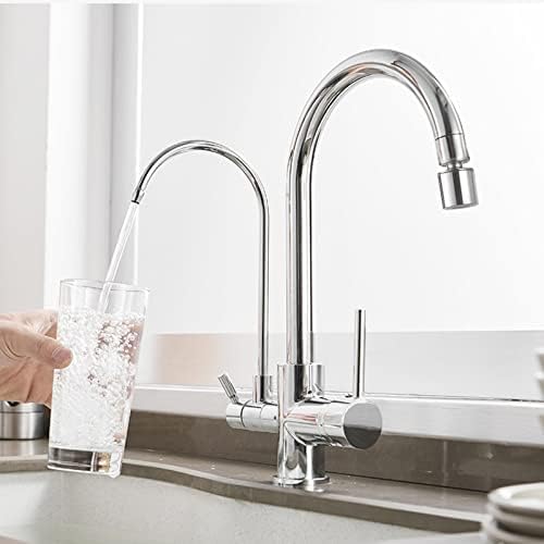 3 Voies De Cuisine 3 En 1 Avec Sortie D'eau Potable Filtrée Pour Filtre À Eau Raccord D'évier Rotatif À 360° Chrome Monomode,Noir,mode Unique