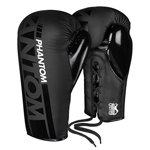 Phantom Schnür-Boxhandschuhe APEX | MMA Boxing Gloves | 10-16 oz | Schnürung (Apex - Schwarz, 12 Oz)