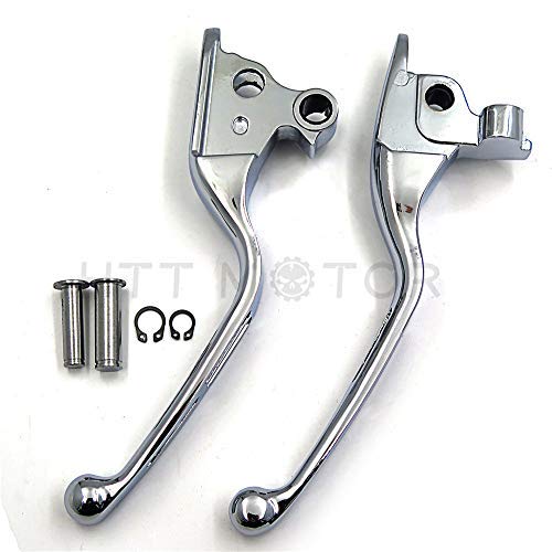 HTTMT MT241-026A- Chromed Brake Clutch Hand Levers Compatible with Harley 2008 2009 2010 2011 2012 2013 Touring and Trike 2014-later FLHR and FLHRC (DOES NOT fit models equipped with hydraulic clutch)