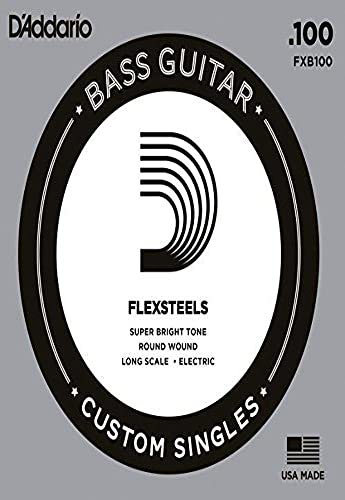 D'Addario FXB100 .100 FlexSteels Bass Guitar Single String, Long Scale