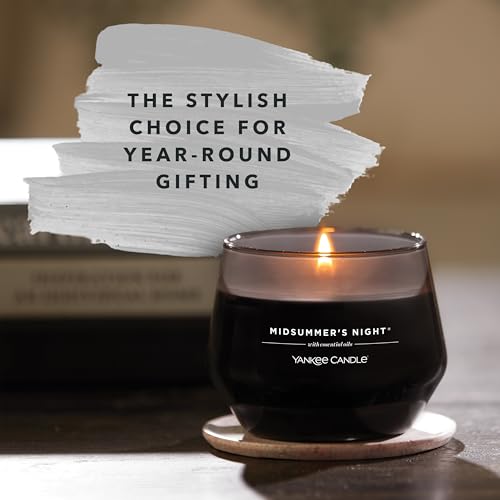 Yankee Candle Vela perfumada Studio | Vela mediana de noche de verano | Velas de larga duración: 35-50 horas | Diseño elegante de vidrio negro | Regalo ideal para mujeres