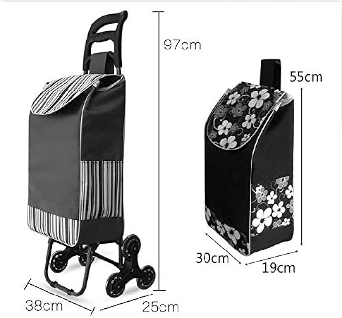 Trolley Multi-Function Shopping Trolleys,Kitchen Storage Utility Carts Climbing Stairs Shopping Cart Trolley Foldable Iron Tube Oxford Cloth Stainless Steel Crystal Whe-D9isVUhu