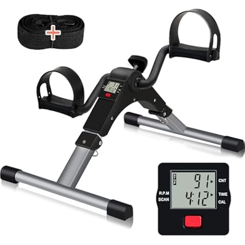 TABEKE Pedal Exerciser, Under Desk Bike Stationary Pedal Exerciser for Arm and Leg Workout, Portable Folding Sitting Desk Cycle Cover