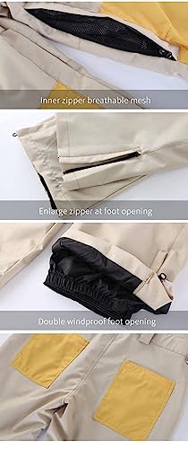 ALSOGO Damen Skihose Winter wasserdichte Winddicht Einstellbare Verschleißfeste Lätzchen Wandern Klettern Isolierte Ski Hosen Yellow XS