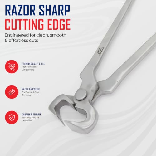 Image of Equine Care Professional Hoof Nippers for Horses - Drop-Forged Heat-Treated Chrome Vanadium Steel Farrier Tool | Horses, Foals, Donkeys, Cattle & Livestock | 10 inch to 15 inch (Choose Size) (14 Inch)