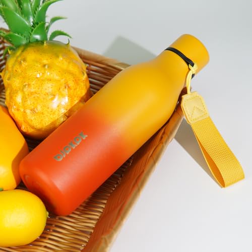 Image of BJPKPK Insulated Water Bottles, 25 oz Stainless Steel Metal Water Bottle with Strap, BPA Free Leak Proof Jugs, Mugs, Flasks, Reusable Thermal Flasks for Sports & Travel, Sunset Orange