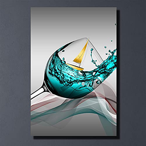 Art du verre à vin bleu photos murales pour raviver un mur blanc - 3