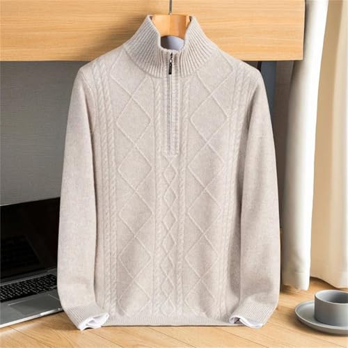 Kelsiop Fashion Winter Cashmere Men's Half High Zipper Thickened Knitwear High End Sweater Plus Size2