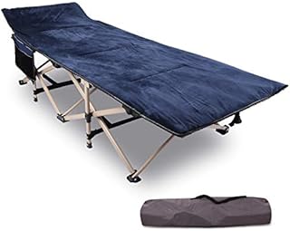 REDCAMP Folding Camping Beds for adults with Mattress, 28" Extra Wide Heavy Duty Sturdy Camp Bed Portable, Stronge Thicker Tubes Sleeping Cot Outdoor Travel Office (Blue)