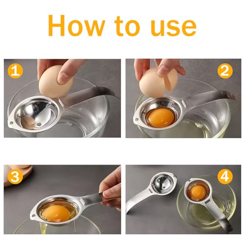 Separatore Professionale in Acciaio Inox per Tuorlo e Albume, Filtro per Uova Bianco Egg Separator Stainless Steel Bianco Uovo Separazione Strumento Cucina Separa Albume Separare Tuorli e Albumi - immagine 5