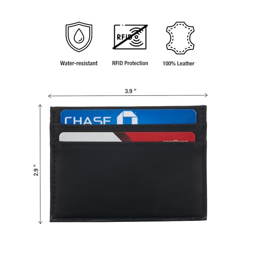 Awesometik Classic Full Grain Leather Credit Card Holder for Men | ID Credit Card Holder | Leather Card Holder with 4 Card Slots and 1 Currency Slot | RFID Blocking | Gift For Him (Black)3