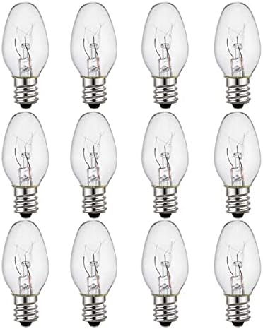 WokHok Salt Lamp Bulb - 15 Watt Light Bulbs for Scentsy Wax Warmer,C7/120V/E12 Long Lasting Nightlight Replacement Bulbs for Plug in Wax Diffuser,Warm White,12Packs