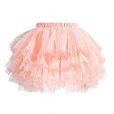 elamccor Tutu Skirt for Baby Girl Toddler 6 Layered Tulle Skirts, Light Orange Pink, 1-2T