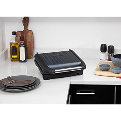 George Foreman 25041-56 Fitnessgrill Family Steel, Kontaktgrill, Panini- und Sandwichgrill, 28 x 17 große Grillfläche für bis zu 5 Portionen, Edelstahl/grau – Bild 7