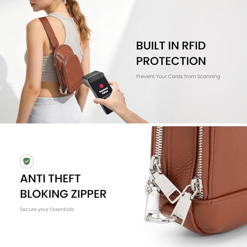 Image of befen Genuine Leather Sling Bag for Women, Anti Theft Crossbody Chest Bags