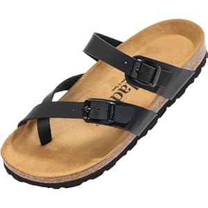 Palado® CRES Damessandaal | Made in EU | slippers in vele zomerse kleuren | riempjes sandalen met natuurlijk kurk-voetbed | vrouwen pantoffels met leren zool
