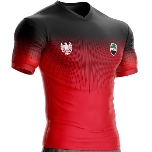 Maillot Syrie Football SR-741 Drapeau syrien (FR/ES, Alpha/Lettres, M, Taille Normale, Taille Normale, Rouge)