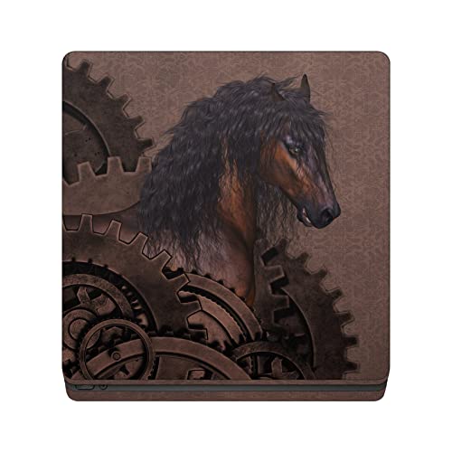 Skin vinyle PS4 Slim autocollant manette console de jeu cheval steampunk