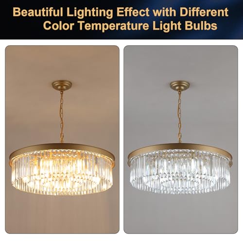 Image of Gold Crystal Chandeliers 30 inch Modern Round Chandelier Luxury Light Fixture