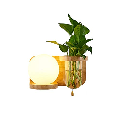 Lámpara de Madera de Pared, lámpara de Noche, Interruptor de Cuerda, Tanques de Cultivo de la Planta (no incluir Plantas) de luz cálida, luz Blanca Opcional Cover