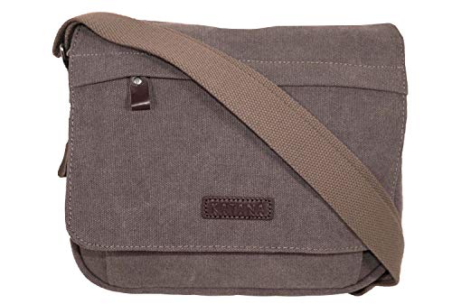 KTANA Petit sac besace sac bandoulière unisexe toile garni cuir réf 6514 (6 couleurs disponible) (marron)