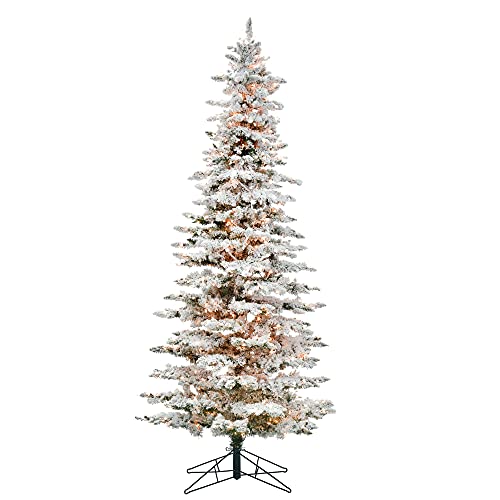 Vickerman 9' Flocked Utica Fir Slim Artificial Christmas Tree, Clear Lights - Snow Covered Faux Tree - Seasonal Indoor Home Decor #TOP19