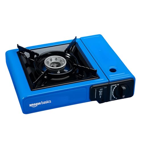 Image of Amazon Basics Aluminum Alloy Camping Stove | Portable, Compact | for Outdoors, Camping & Trekking | Blue