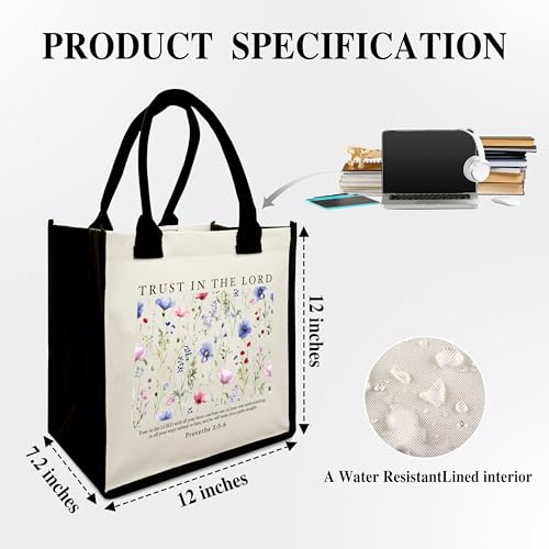 Christian Shoulder Beach Bag - Bible Verse Wildflower Canvas Tote Bag Gifts2