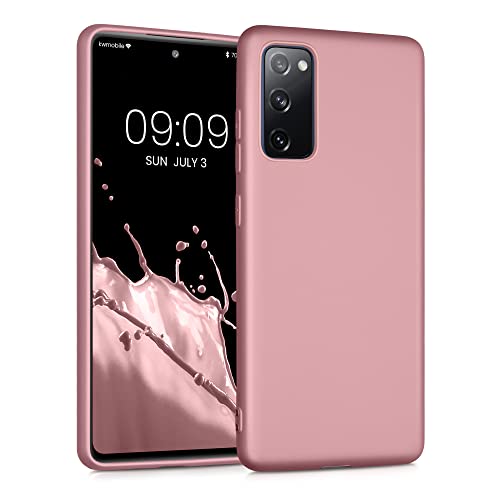 kwmobile Custodia Compatibile con Samsung Galaxy S20 FE Cover - Back Case Morbida - Protezione in Silicone TPU Effetto Metallizzato oro rosa metallizzato