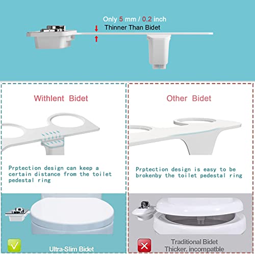 Bidet Einsatz Für Toilette - mit po dusche Nicht Elektrisch Bidet Toilettenaufsatz mit selbstreinigende Doppel Düse Bidet, Front- und Heckreinigung,Einstellbarer Druckschalter