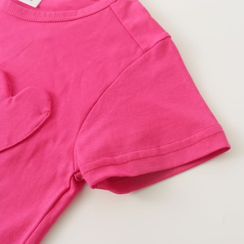 Image of Noomelfish Girls Short Sleeve Heart Pocket T-Shirts Casual Cotton Tee Tops Blouse (5-12 Years)