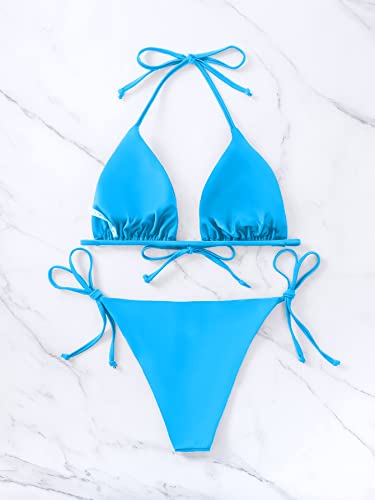 Image of Bikinis Swimsuit Set for Women Swimwear Triangle Bathing Suit Tie String Thong