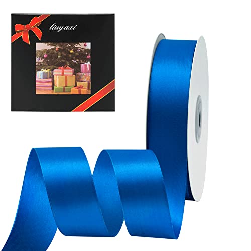 Image of Solid Color Double Faced Blue Satin Ribbon 7 /8 inch X 25 Yards, Ribbons Perfect for Crafts, Wedding Decor, Bow Making, Sewing, Gift Package Wrapping and More