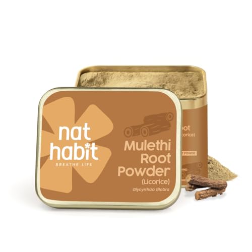 Image of Nat Habit 100% Pure Mulethi Root Powder 100g | Glycyrrhiza Glabra Licorice | 1.5X Antioxidant Power with Nutri-Preserve Technology | Ultra Fine Grind for Glowing Skin & Hair Conditioning