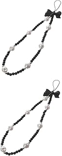 PartyKindom 2 Peças Cordão Para Telefone Móvel Com Acabamento Em Pérola Cordão De Pérola Decoração De Pérola Pulseira De Telefone Anti-Perda Correntes De Telefone Corrente De Contas De