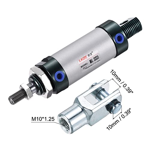 Cilindro neumático doble acción MAL32X25 de 32mm con conector Y y 4 ajustes rápidos 5